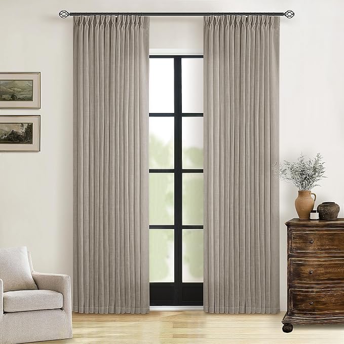 Modern Farmhouse Linen Curtains 80 Inches Long 2 Panels Set Burlywood Birch | by Twodrapes