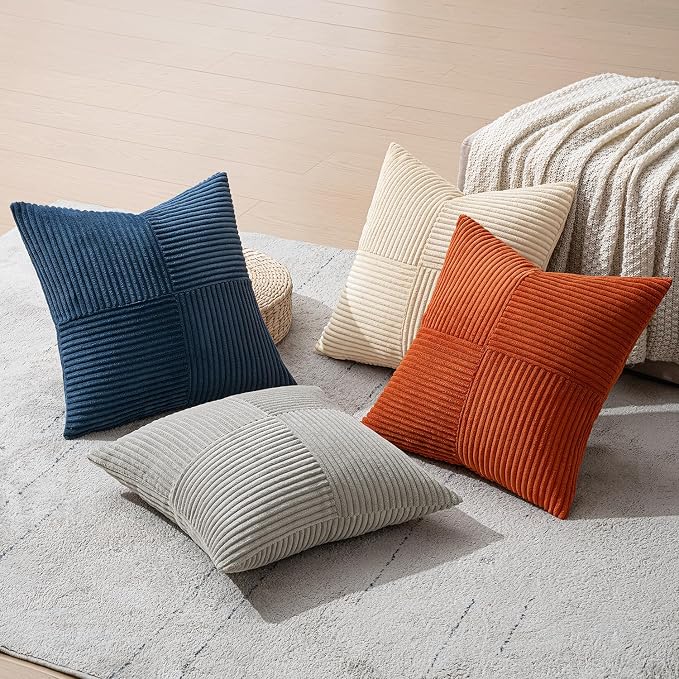 MIULEE Blue Rust Throw Pillow Covers 18x18 Inch Set of 4 Boho Farmhouse Cushion - Image 7