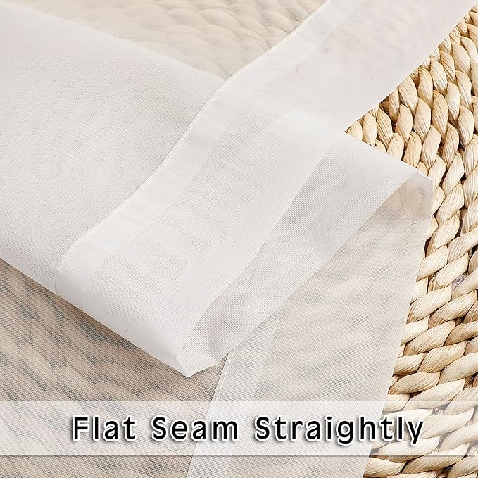 Sheer Ivory Curtains Light Filtering Window Drapes - Image 7