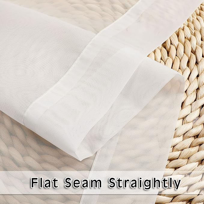 Sheer Curtains Ivory 45 inches Long Kitchen Curtains, Rod Pocket Clean Selvedge - Image 6