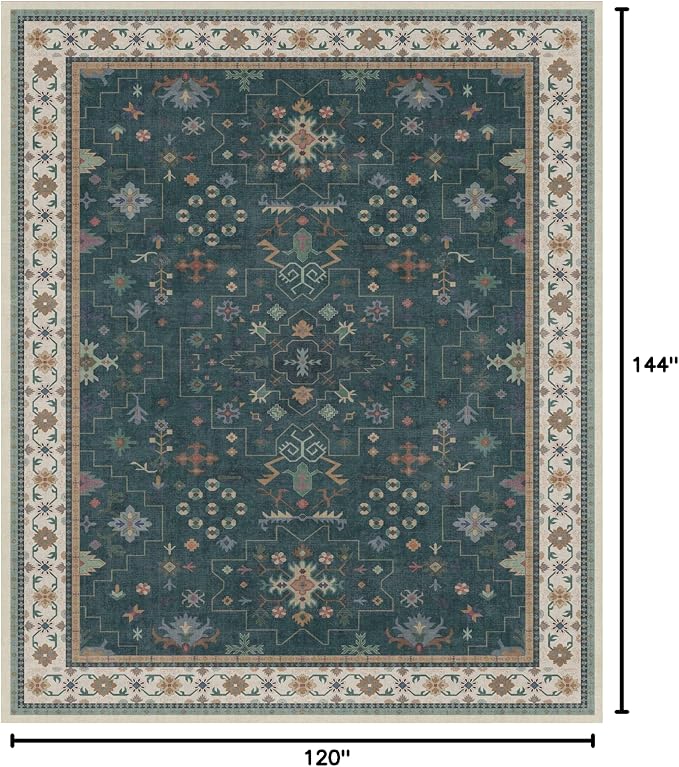 Dark Green Oushak Living Room Rug 10x12 - Image 2