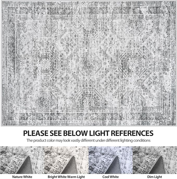 Aelenmu 8x10 Area Rugs for Living Room Washable Bedroom Dining Room Grey | - Image 7