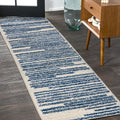 JONATHAN Y Khalil Modern Berber Stripe Cream/Navy Runner Rug, Contemporary by JONATHANY