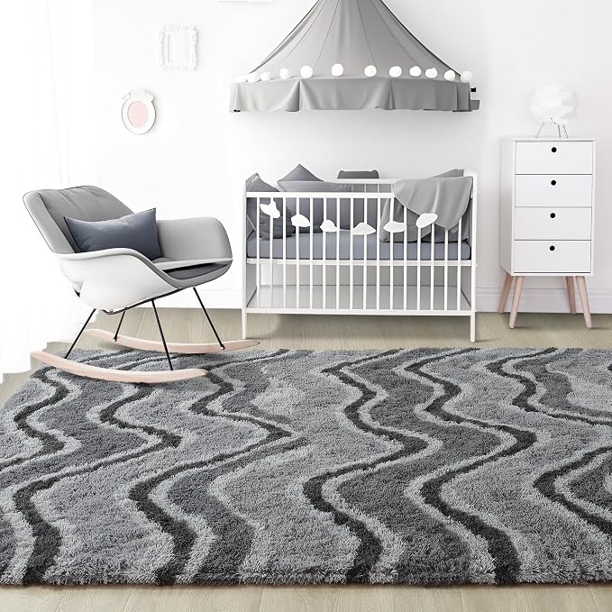 Noahas 6x9 Large Grey Fluffy Soft Area Rug Non-Slip - Image 7