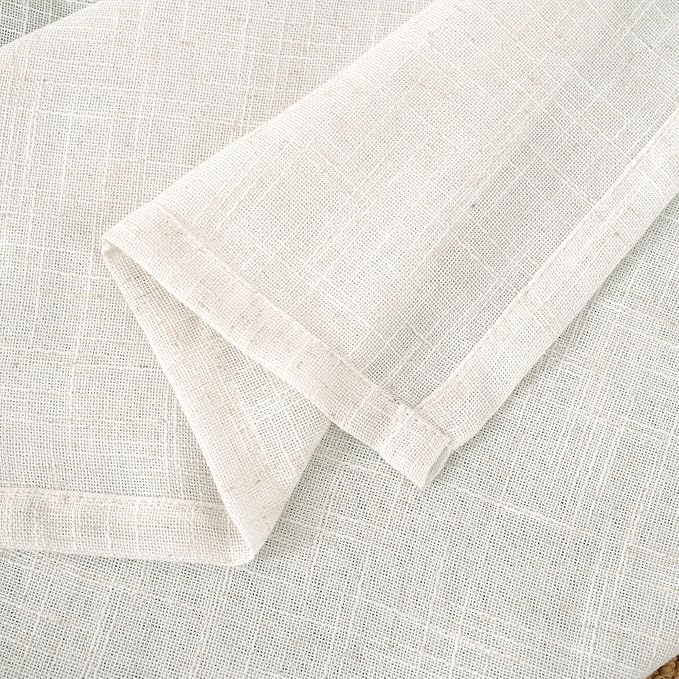 95 Inches Long Cream Linen Curtains - Image 9