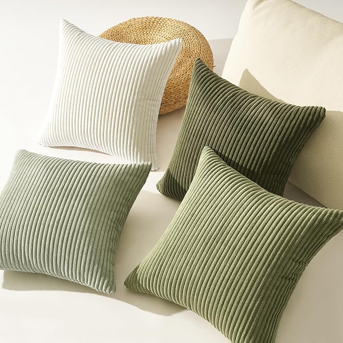 Topfinel Green White Spring Pillow Covers 18x18 Inch Set of 4 Boho Nordic - Image 5
