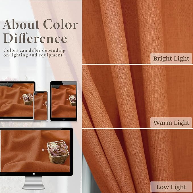 Orange Linen Curtains 72 Inch Length - Image 4