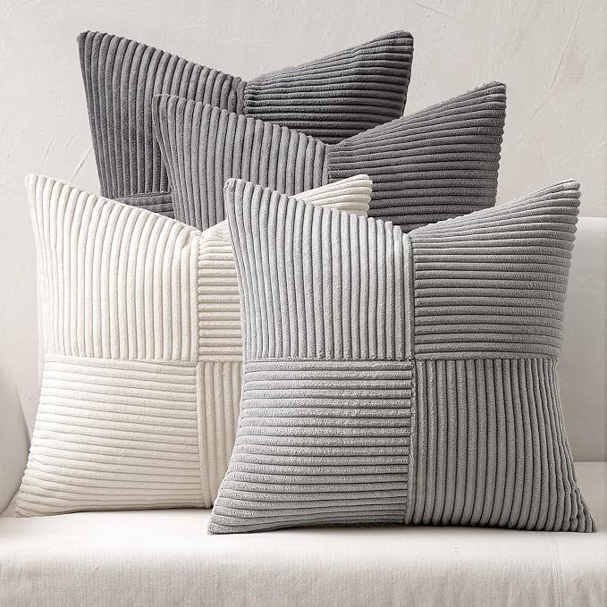 MIULEE Neutral Grey Decorative Throw Pillow Covers 18x18 Inch Set of 4 Modern by MIULEE