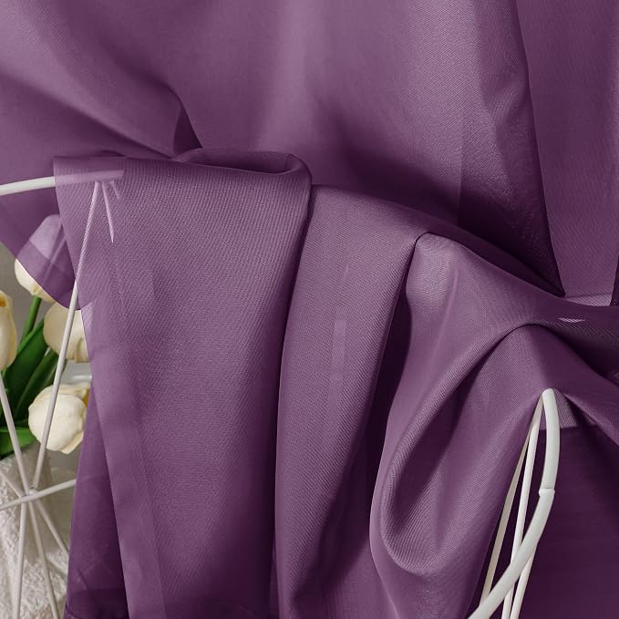 Plum Sheer Curtains 84 Inches Long 2 Panels - Image 3