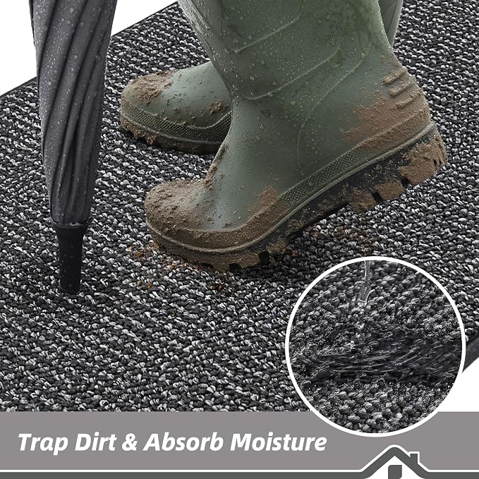 BEQHAUSE Dirt Trapper Door Mat 32"x72", Non-Slip Washable Doormat, Charcoal | - Image 3