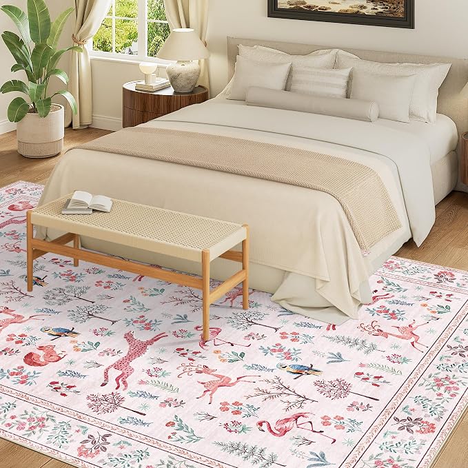 DUKINO 8x10 Area Rugs, Washable Soft Animal Bedroom Rug Non Slip, Low Pile - Image 3
