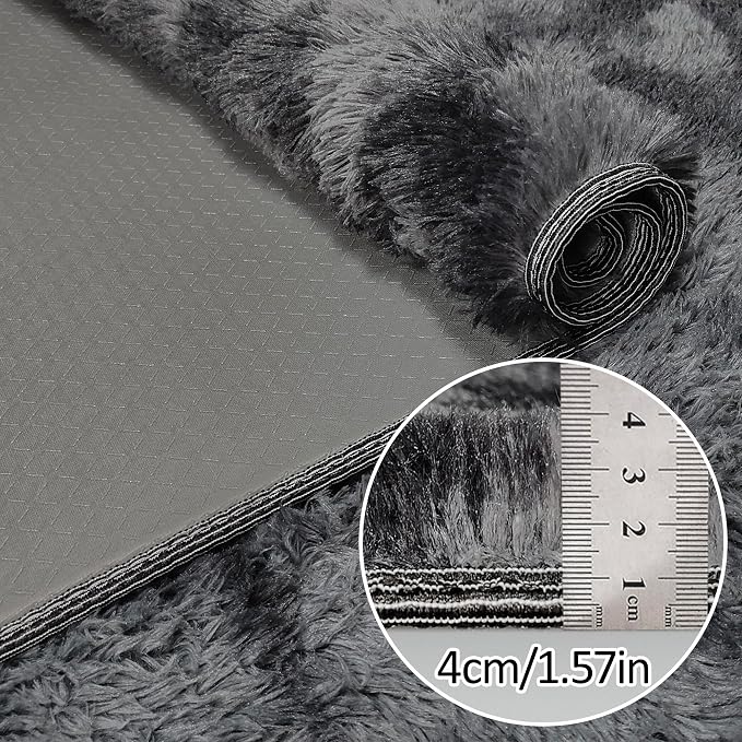 4x6 ft Area Rug for Bedroom Black Grey Tie Dye Fluffy Rug Mat Bedside Throw Rug - Image 3