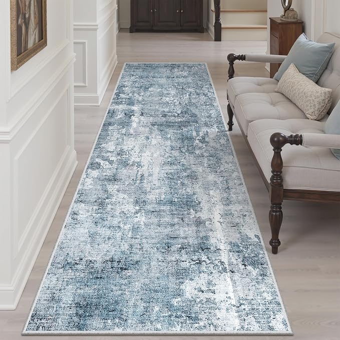 Soalmost Abstract Runner Rug 3x8 Hallway Kitchen Rugs Non-Slip, Foldable - Image 2