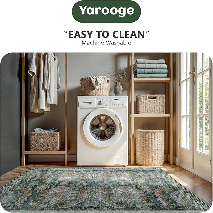 2x6 Hallway Runner Rug, Washable Vintage Retro Long Runner Rugs - Image 7