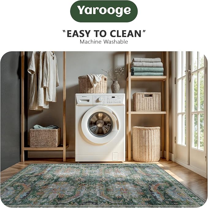 Washable Rug 6x9, Vintage Retro Soft Area Rug, Non-Slip Low Pile Rugs - Image 5