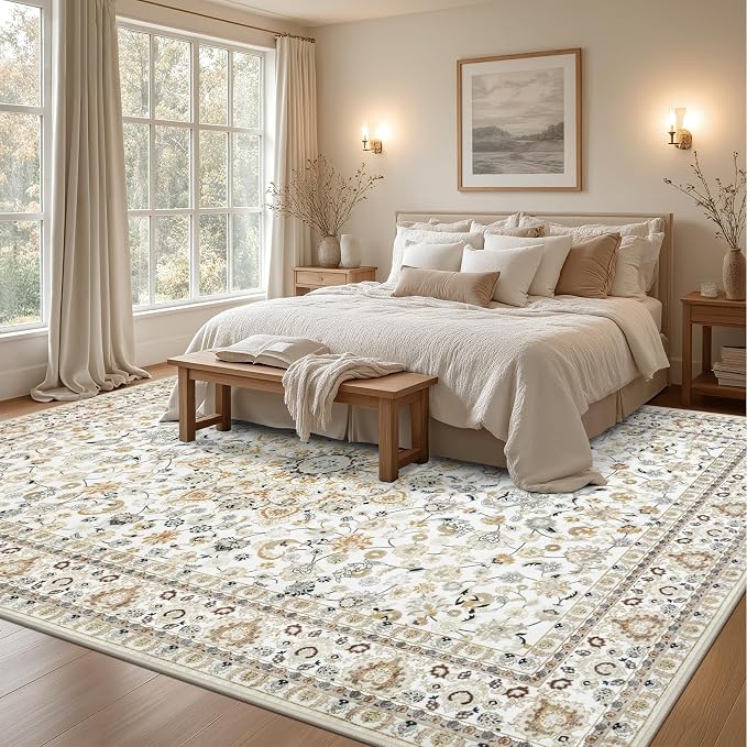 8x10 Area Rugs Living Room: Washable Vintage Rug - Image 4