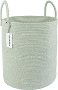 Cotton Rope Laundry Basket Hamper for Clothes Woven Storage Basket for Living Room Bedroom Boho Tall Rope Baskets for Blanket Toys Pillow Towels Baby Nursery Hamper Bin green