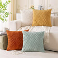 Set of 4 Yellow Rust Aqua Decorative Throw Pillow Covers 26x26 Inch Corduroy by Cozoomy