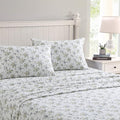 Laura Ashley - Flannel Sheets King Size, Anti-Pilling & Wrinkle Resistant Cotton, Touchably Soft for All-Season Comfort - Bed Sheets with Matching Pillowcases & Fitted Sheet (Le Fleur Cottage Blue)