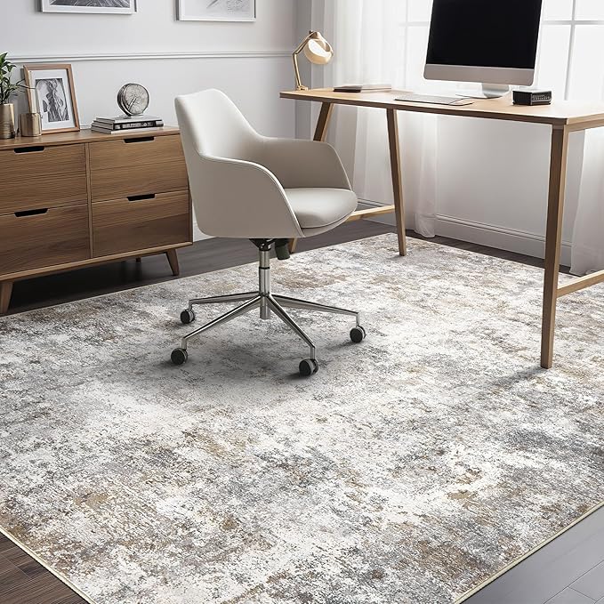 UERMEI 5x7 Area Rug Living Room Rugs Washable Neutral Brown Grey Carpet | - Image 8