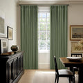 80 Inch Olive Green Linen Pinch Pleated Blackout Curtains by Twodrapes