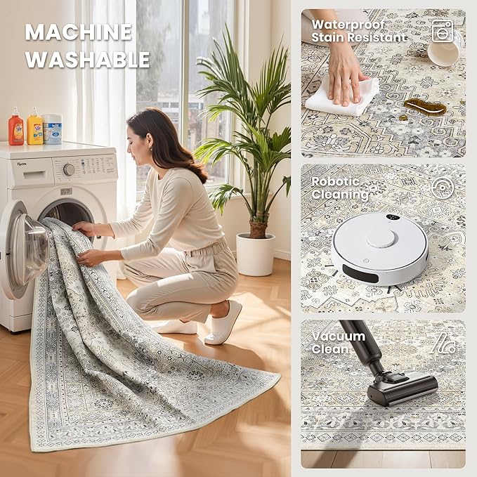 2'6 x 10' Runner Rug Non Slip, Washable Kitchen Rugs, Living Room, Long Rug - Image 4