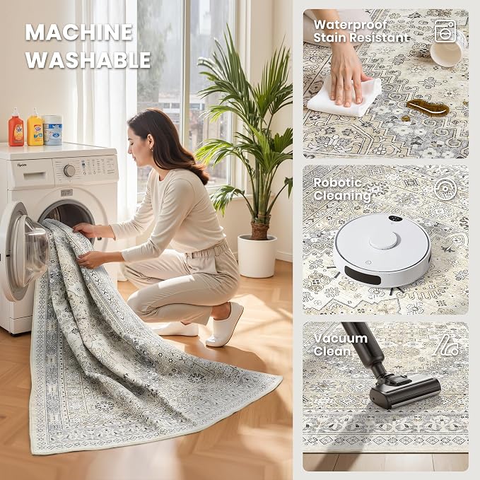 10x12 Area Rugs for Living Room, Large Washable Rug, Dining Room, Low Pile - Image 5