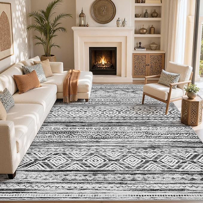 cotiled Boho 10x14 Area Rug for Living Room: Large Moroccan Washable Rug | by COTILED