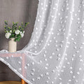 MYSKY HOME Pom Pom White Sheer Curtains for Bedroom Girls Room Curtains 63 inch Length for Nursery Kids Light Filtering Boho Window Drapes, Rod Pocket, 38" Wide, 2 Panels