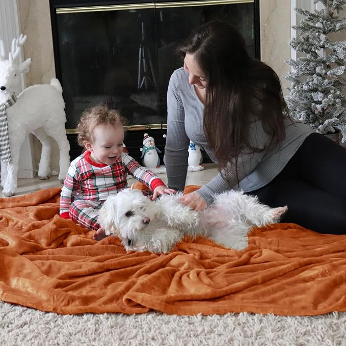 Bedsure GentleSoft Fleece Throw XL Blanket Orange - Image 7