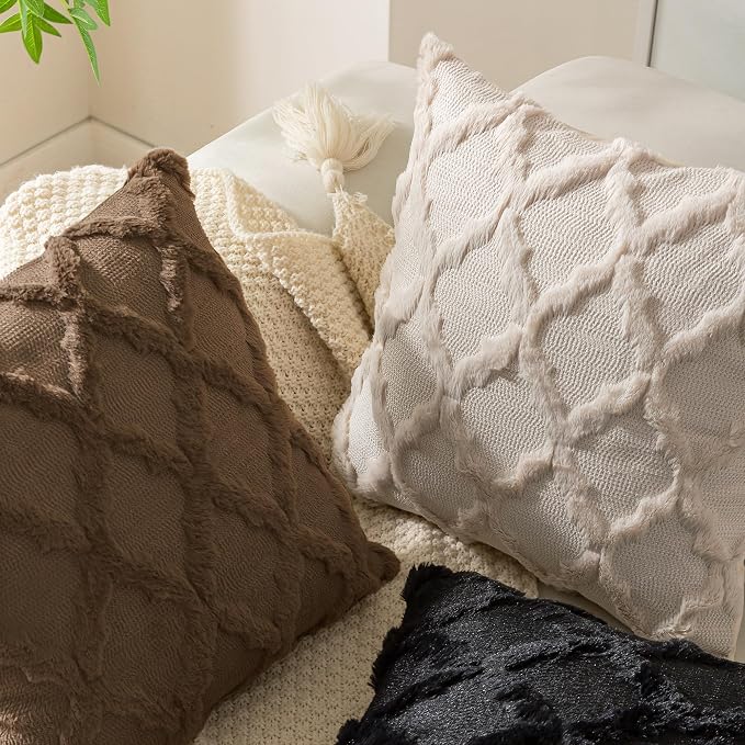Set of 2 Soft Moroccan Throw Pillow Covers 20x20 Inch Plush Boho Decorative - Image 2