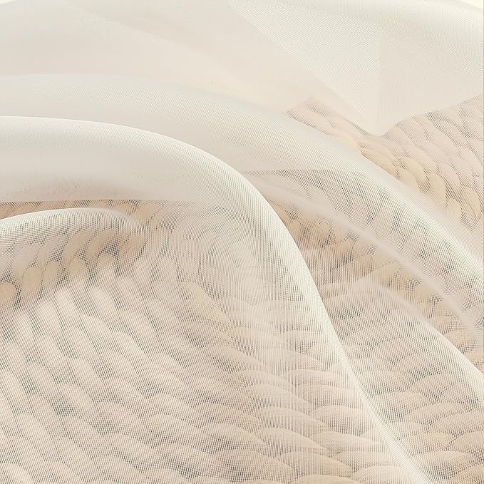 Chyhomenyc Cream Sheer Curtains 54 Inch Long 2 Panels - Image 4