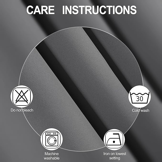 Grey Thermal Blackout Curtains/38 x 54 Inch/Set of 2 Panels Room Darkening - Image 4