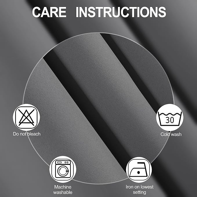 Grey Blackout Curtains 34 x 54 Inch Length/Set of 2 Curtain Panels/Thermal - Image 4
