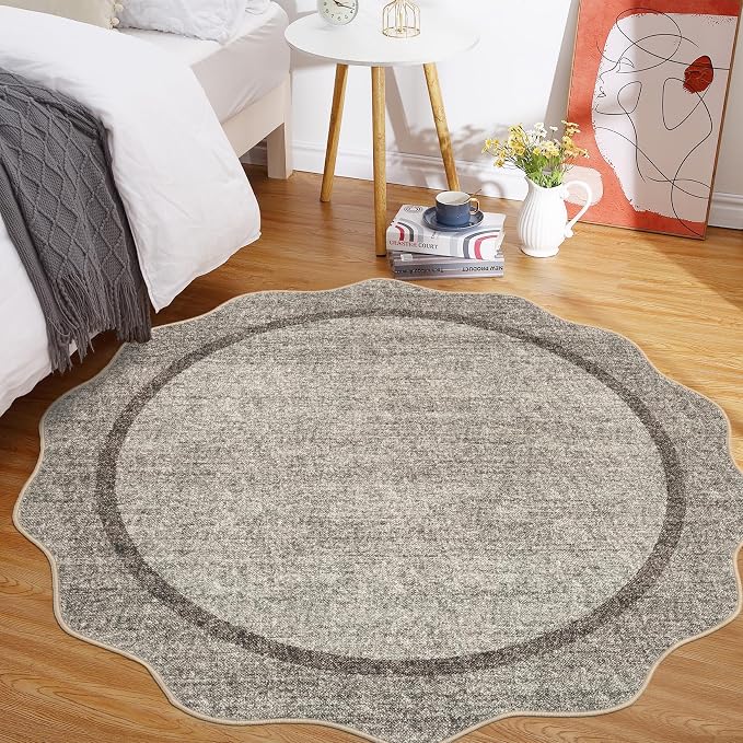 GarveeHome Scalloped Washable Small Round Rug 3 ft Non-Slip - Image 4