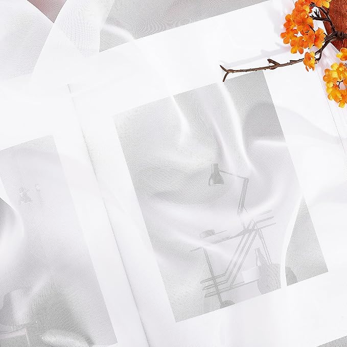 NICETOWN White Sheer Window Scarf 216 inch Extra Long 2 Panels, Soft Voile Textured Bed Canopy Scarf Curtains for Event Designs/Home Decor, 60 inches Wide,
