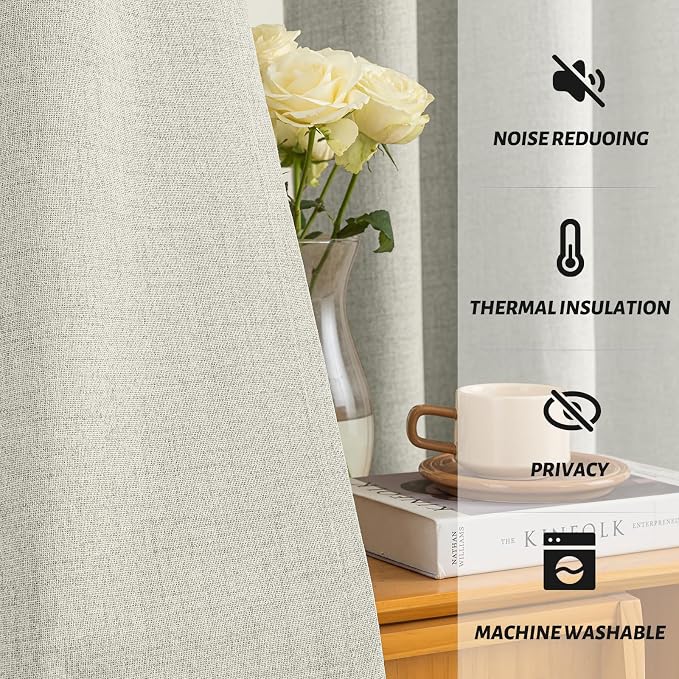 Yakamok Cream Linen Textured Curtains 84 Inches Long - Image 5