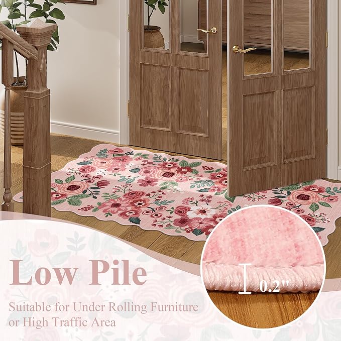 DUKINO 3x8 Kitchen Runner Rug, Soft Floral Washable Rug - Image 8