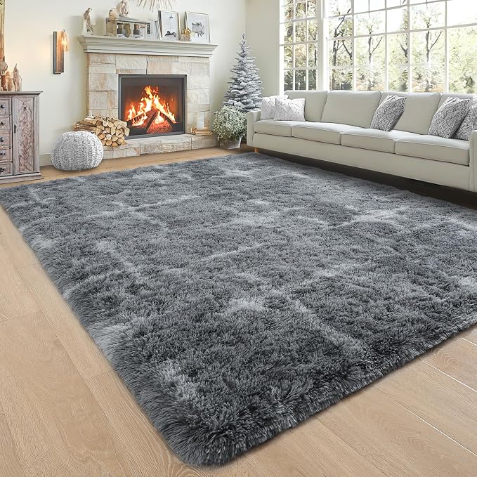 4x6 Grey Fluffy Soft Area Rug Non-Slip - Image 8