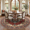 RELEANY Washable Area Rug, Round 7ft, Water Repellent, Pet Friendly, Vintage by RELEANY