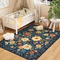 DUKINO 4x6 Area Rug, Floral Washable Office Chair Rug Non Slip, Stain Resistant by DUKINO
