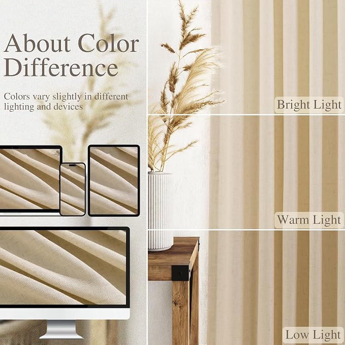 Tan Semi Sheer Curtains 72 Inches Long - Image 3