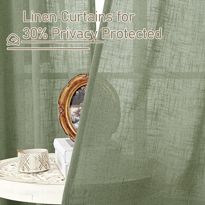 Small Window Linen Curtains 45 Inches Long - Image 5