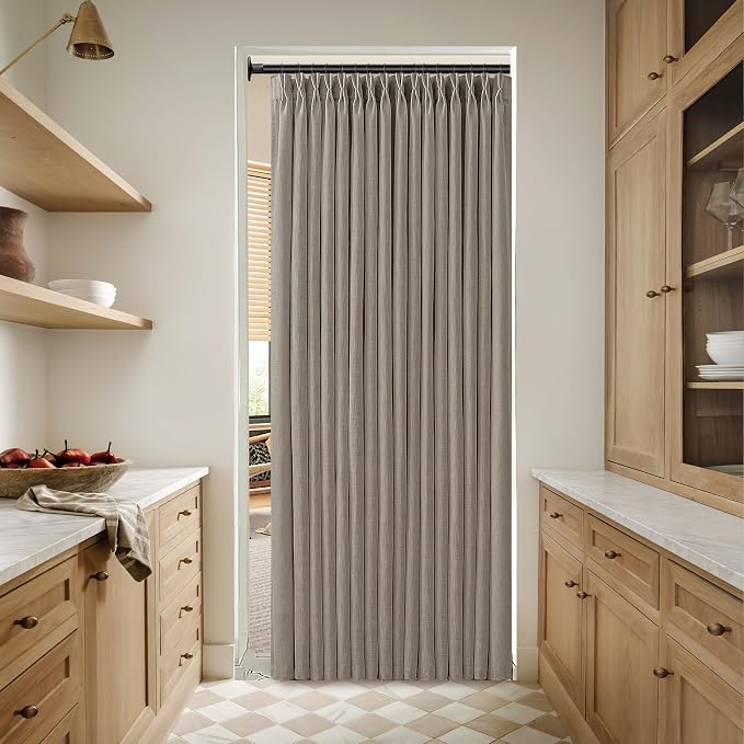 Burlywood Semi Sheer Burlap Pinch Pleated Curtains 72 Inches Long 2 Panels | - Image 7