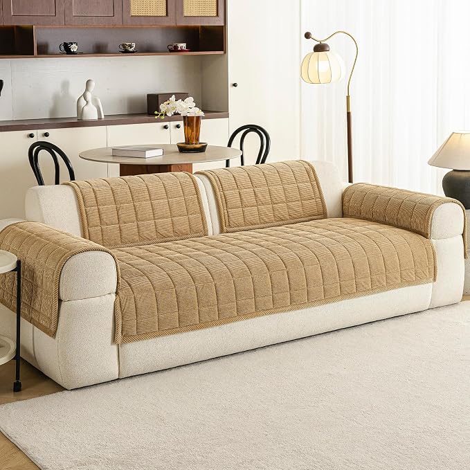 Velvet Couch Covers for Sectional Sofa Washable, Non-Slip L Shaped Sectional - Image 2