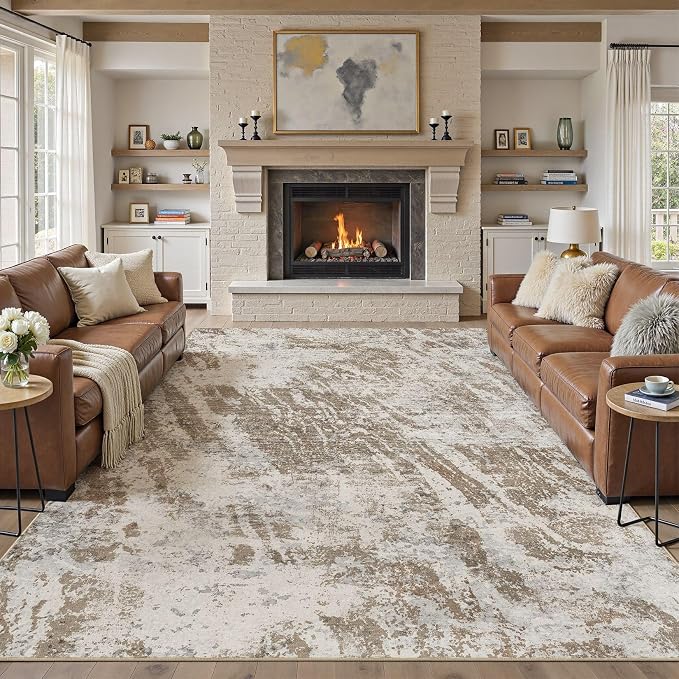DMOYEST 10x12 Washable Area Rug: Abstract Modern Non-Slip Carpet, Soft Low Pile - Image 5