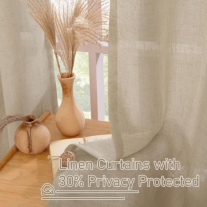 Kitchen Linen Curtains 40 Inch Length, Soft Thick Light Filtering Bronze - Image 5