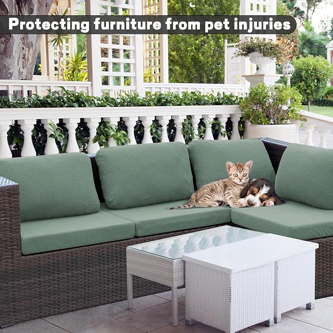 8Pcs Outdoor Cushion Covers, Elastic Patio Cushion Covers | Washable, - Image 3