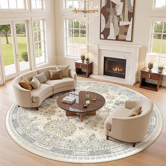 Round Rug 8ft, Circle Rug for Dining Room Table, Dining Room, Nursery Room - Image 3