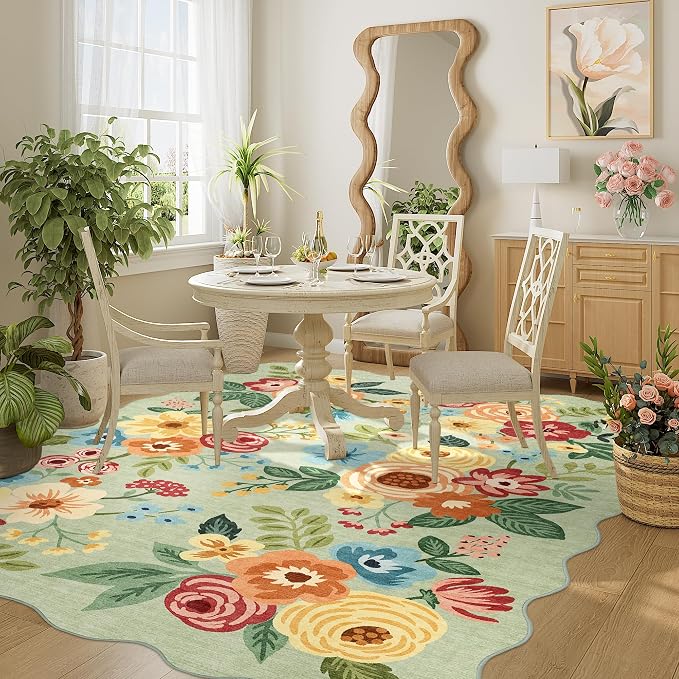 DUKINO 5x7 Area Rugs for Bedroom, Floral Washable Rug Non Slip, Stain Resistant - Image 8